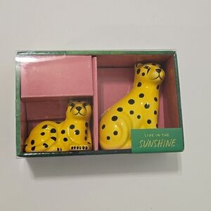 NEW in box Cheetah Salt and Pepper Set - paper destiny